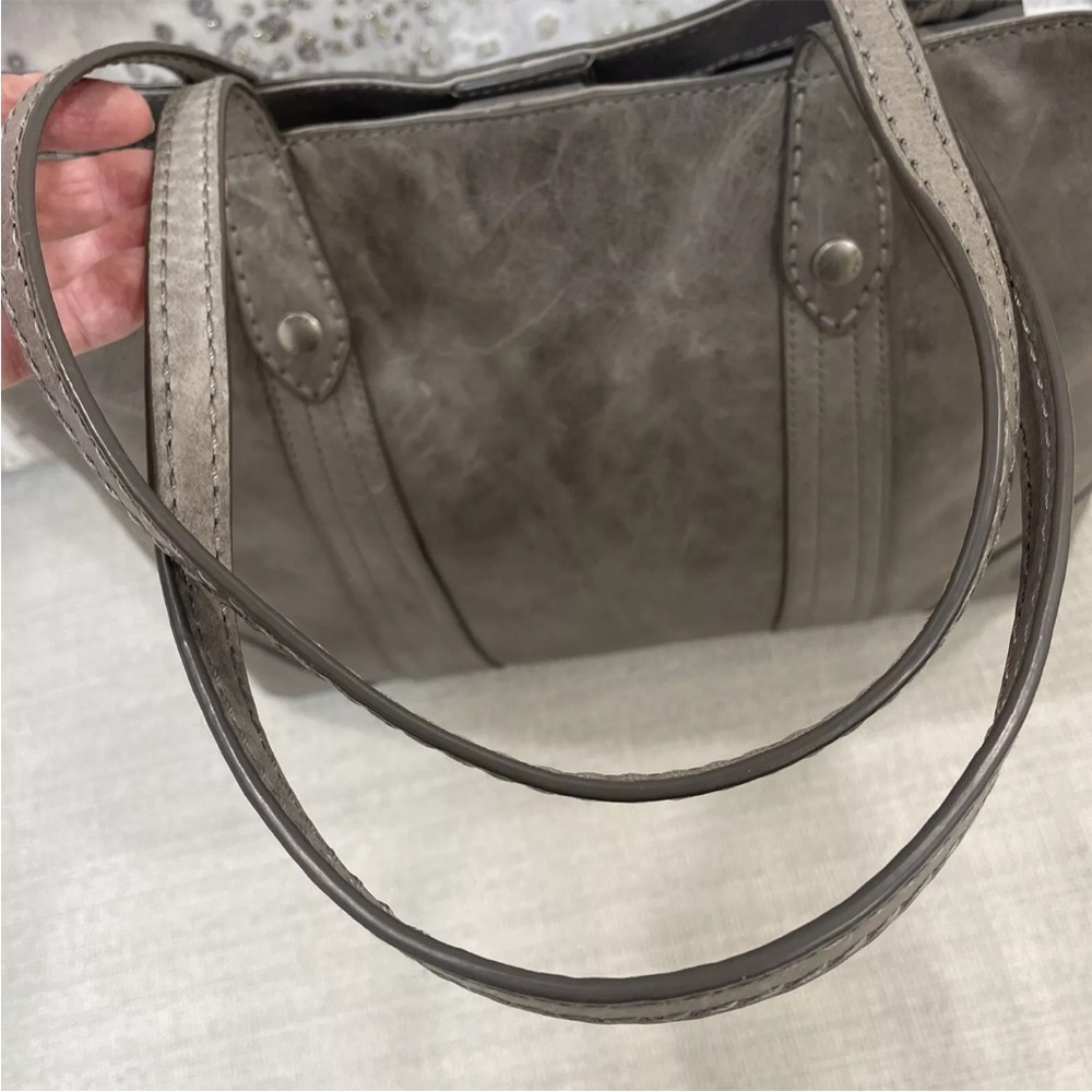 🩶🤍Frye Melissa Leather Shopper Tote ICE Grey $358 - Picture 8 of 12